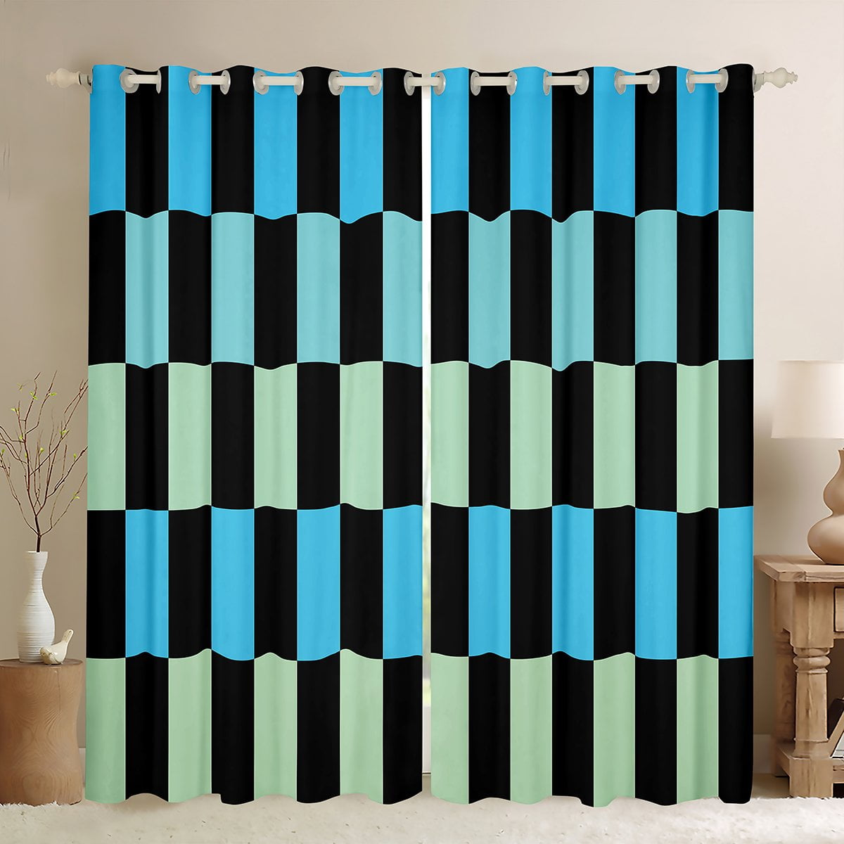 Castle Fairy Teens Geometric Rectangle Curtains Pack of 2 (42x84 Each ...