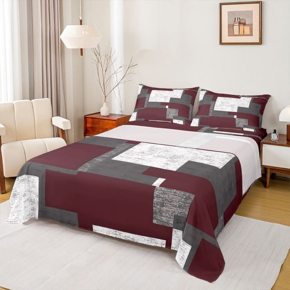 Castle Fairy Teens Geometric Triangle Bed Sheets,Retro Vintage Aesthetic King Sheets