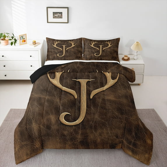 Castle Fairy Teens Girls Boys Personalized Initial Letter J 3 Pieces Queen Comforter Set,Abstract Retro Ultra Soft Bedding Sets,Woodland Animal Deer Bedding Comforter Set,Lightweight Room Decor