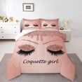 thumbnail image 1 of Castle Fairy Teens Girly Eyelash Full Size Comforter Sets,Bling Glitter Print Bedding Sets, 1 of 8