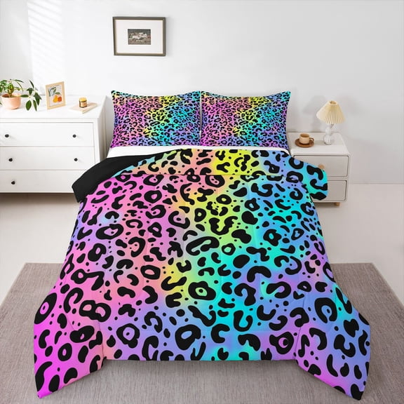 Castle Fairy Teens Gradient Cheetah Print Twin Comforter Sets,Leopard Print Bedding Set