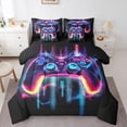 thumbnail image 1 of Castle Fairy Teens Gradient Gamepads Bedding Comforter Set,Neon Lights King Bedding Sets, 1 of 8