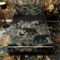 thumbnail image 1 of Castle Fairy Teens Green Camo Wildlife Zipper Full Size Comforter Sets with Fitted Sheet and 2 Pillowcases,Black Bear Duck Zipper Bedding Set,Olive Dark Green Black,Black Reversible,4pcs, 1 of 6