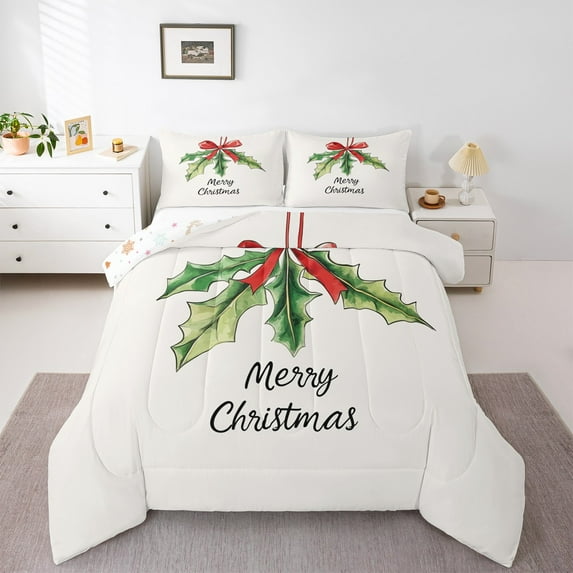 Castle Fairy Teens Green Leaves 3-Piece Full Size Comforter Sets,Festival Xmas Bedding Comforter Set,Happy New Year Lightweight Bedding Sets,Ultra Soft Home Decor