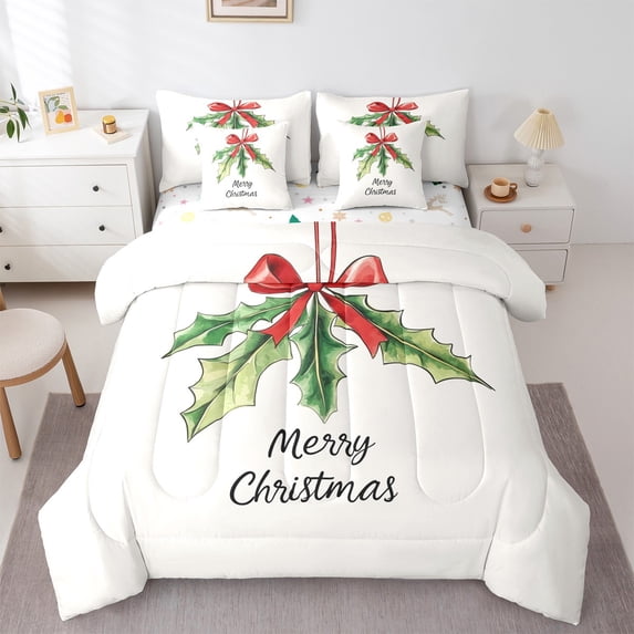 Castle Fairy Teens Green Leaves 7-Piece Bedding Comforter Set,Festival Xmas King Bedding Sets,Happy New Year Ultra Soft Bed Sheets,Ultra Soft Home Decor