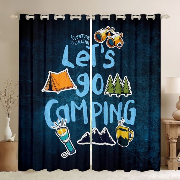 Castle Fairy Teens Happy Camping Black Out Curtains,Adventure Theme Curtains Pack of 2 (42x63 Each),Moutain Jungle Bedroom Curtains,Breathable Home Decor
