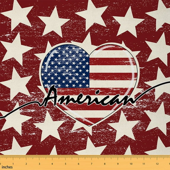 Castle Fairy Teens Independence Day Fabric by the Yard 10 Yards,USA Flag Room Decor Fabric by the Yard,Love Heart Stars Fabric for Sewing,Ultra Soft Home Decor