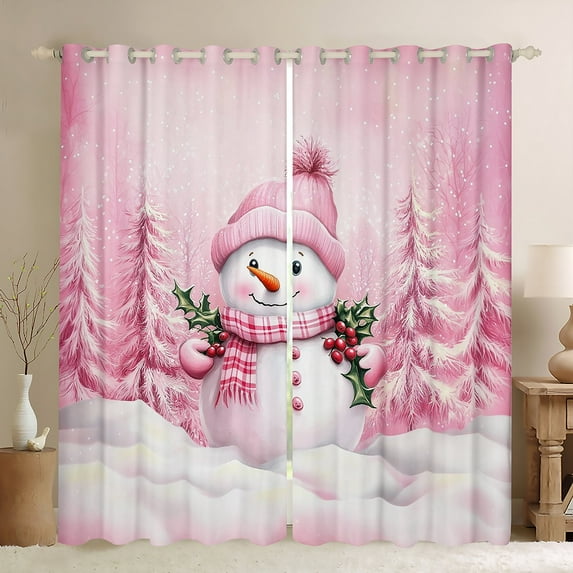 Castle Fairy Teens Kawaii Snowman Blackout Curtains Set of 2 (52x84 Each),Xmas Tree Window Curtains,Merry Christmas Curtains and Drapes,Super Cozy Room Decor