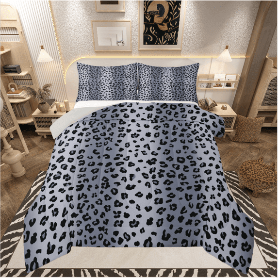 Castle Fairy Teens Leopard Print 3 Pieces Queen Comforter Set,Abstract Gradient Ultra Soft Bedding Sets,Animal Print Bedding Comforter Set,Ultra Soft Home Decor