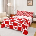 thumbnail image 1 of Castle Fairy Teens Love Heart Print Bed Sheets,Geometric Plaid King Sheets, 1 of 7