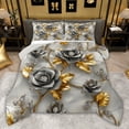 thumbnail image 1 of Castle Fairy Teens Luxury Flower Queen Comforter Set,Grey Gold Bedding Comforter Set, 1 of 8