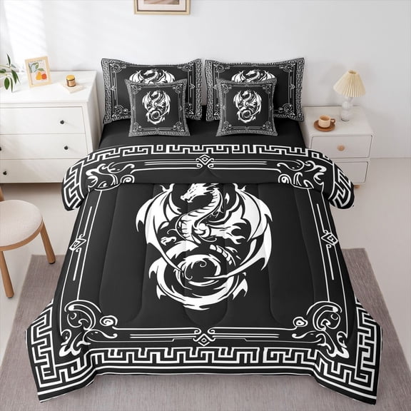 Castle Fairy Teens Magical Dragon Bedding Comforter Set,Gothic Style King Bedding Sets