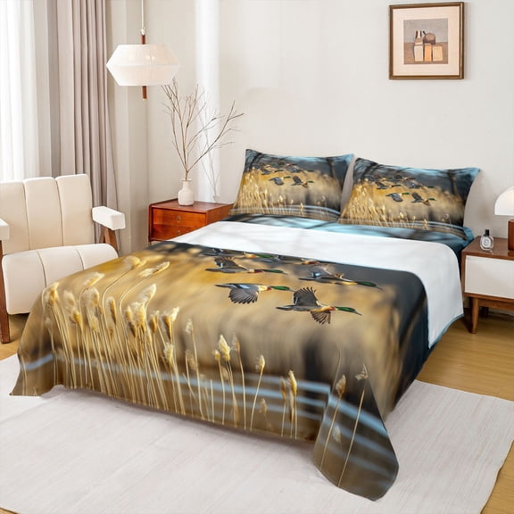 Castle Fairy Teens Mallard Duck Bed Sheets,Jungle Animal King Sheets