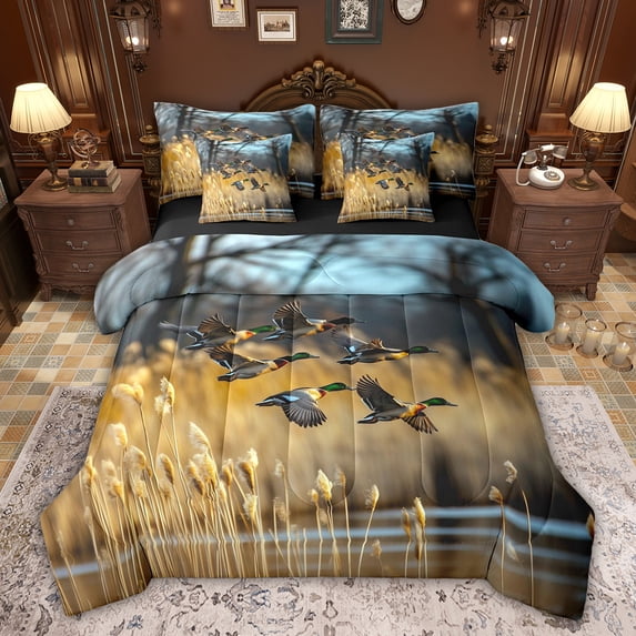 Castle Fairy Teens Mallard Duck Twin Bedding Sets,Jungle Animal Bedding Comforter Set