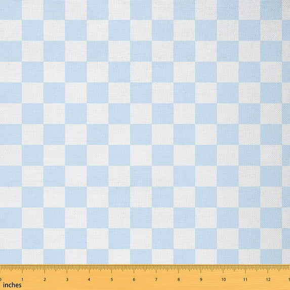 Castle Fairy Teens Minimalist Buffalo Fabric by the Yard 3 Yards,Geometric Plaid Sewing Fabric,Blue White Fabric for Sewing,Ultra Soft Home Decor