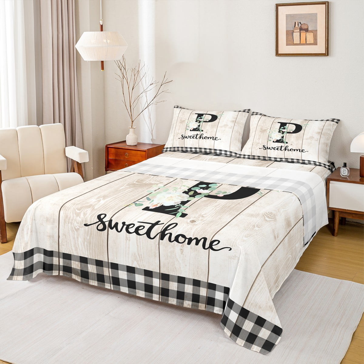 Castle Fairy Teens Monogrammed Letter 3pcs Twin Sheet Sets,Geometric ...