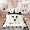 thumbnail image 1 of Castle Fairy Teens Monogrammed Letter 7pcs Bedding Comforter Set,Geometric Plaid Queen Bedding Sets Super Cozy,Rustic Cabin Queen Sheet Sets,Breathable Home Decor, 1 of 8