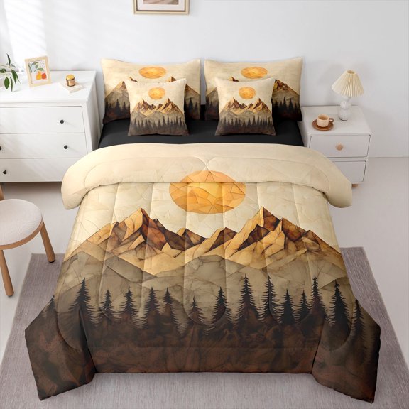 Castle Fairy Teens Moutain Jungle Twin Bedding Sets,Abstract Scenery Bedding Comforter Set