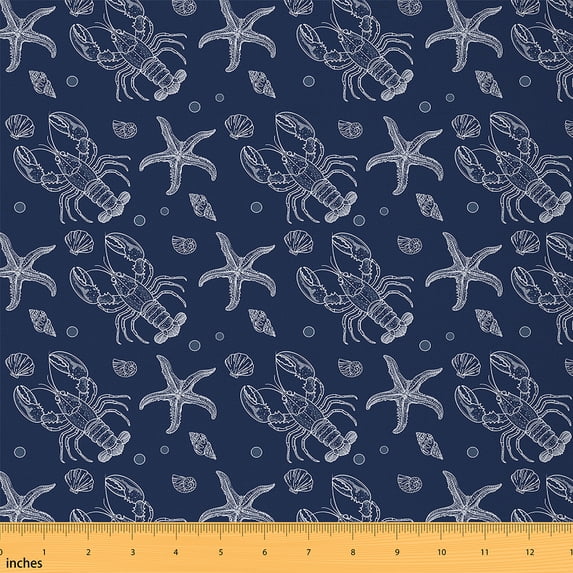 Castle Fairy Teens Ocean Shrimp Fabric by the Yard 2 Yards,Marine Animal Room Decor Fabric by the Yard,Sea Starfish Sewing Fabric,Super Cozy Room Decor