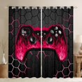 thumbnail image 1 of Castle Fairy Teens Pink Gamepads Curtains Pack of 2 (42x84 Each),Geometric Honeycomb Curtains Blackout,Abstract Gradient Bedroom Curtains,Super Cozy Room Decor, 1 of 6