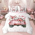 thumbnail image 1 of Castle Fairy Teens Pink Vintage Truck Bedding Comforter Set 7 Pieces,Romantic Floral Rose Love Heart Full Bedding Set Lightweight,Happy Valentine's Day Fitted Sheet Flat Sheet,Ultra Soft Home Decor, 1 of 8