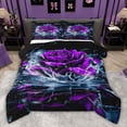 thumbnail image 1 of Castle Fairy Teens Purple Rose Twin Comforter Sets,Romantic Flower Bedding Set, 1 of 8
