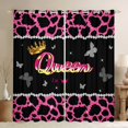 thumbnail image 1 of Castle Fairy Teens Queen Crown Black Out Curtains,Bling Butterflies Cheetah Print Curtains Pack of 2 (42x63 Each),Black Pink Bedroom Curtains,Breathable Home Decor, 1 of 6