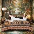 thumbnail image 1 of Castle Fairy Teens Rustic Patchwork Wildlife Duvet Cover King,Duck Deer Bear Plaid Log Cabin King Bedding,Brown Tan Red,Black Reversible,3 Pieces,No Comforter,1 Duvet Cover and 2 Pillowcases, 1 of 5
