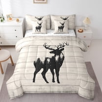 Castle Fairy Teens Safari Deer 7-Piece Twin Bedding Sets,Lodge Cabin Bedding Comforter Set,Jungle Animal Breathable Sheet Sets,Ultra Soft Home Decor