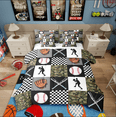 thumbnail image 1 of Castle Fairy Teens Sport Baseball 7-Piece Bedding Comforter Set,Geometric Plaid King Bedding Sets,Abstract Camouflage Ultra Soft Bed Sheets,Luxury Bedroom Decor, 1 of 8