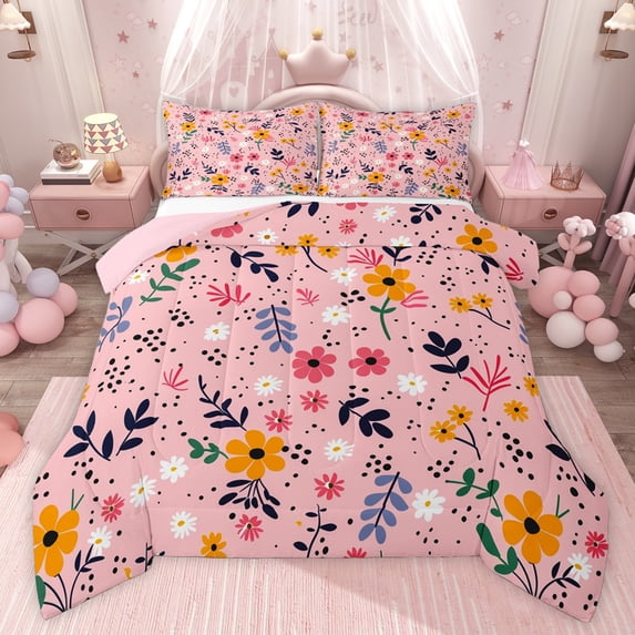Castle Fairy Teens Spring Garden Full Size Comforter Sets,Chic Flowers Bedding Sets