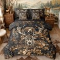 thumbnail image 1 of Castle Fairy Teens Vintage Autumn Bear Deer 7-Piece Twin Bedding,Autumn Tree Leaves Bedding Comforter Set,Brown Orange Black,Black Reversible, 1 of 7