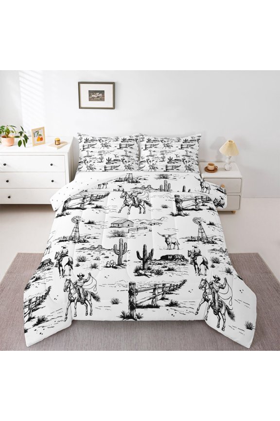 Teens Vintage Cowboys Twin Comforter Sets,Western Theme Bedding Set