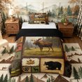 thumbnail image 1 of Castle Fairy Teens Vintage Patchwork Wildlife Twin Duvet Cover,Cabin Pine Plaid Twin Bedding,Brown Orange Cream,Black Reversible,2pcs,No Comforter,1 Duvet Cover and 1 Pillowcase, 1 of 5