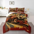 thumbnail image 1 of Castle Fairy Teens Vintage Railway Train Bedding Comforter Set 2pcs,Abstract Retro Twin Comforter Sets Microfiber,Transportation Railway Railroad Breathable Bedding Set,Lightweight Room Decor, 1 of 8