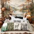 thumbnail image 1 of Castle Fairy Teens Watercolor Deer Bedding,Vintaeg Camo Smooky Jungle Duvet Cover Full,Green Brown Beige,Black Reversible,3pcs,No Comforter,1 Duvet Cover and 2 Pillowcases, 1 of 5