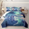 thumbnail image 1 of Castle Fairy Teens Wildlife Aurora Polar Bear Quilt King,Icy Lake Snow Mountain King Coverlet Set,Mint Lavender White, 1 of 7