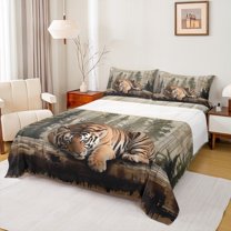 Castle Fairy Tiger Animal Twin Sheet Sets for Female Men,Abstract Vintage Bedding