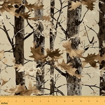 Castle Fairy Tree Leaves Fabric by the Yard 1 Yard,Botanical Plants Home Decor Fabric by the Yard,Rustic Vintage Room Decor Fabric by the Yard,Lightweight Farmhouse Room Decor