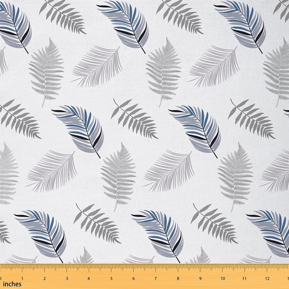 Castle Fairy Tree Leaves Fabric by the Yard 1 Yard for Teens,Botanical Plants Home Decor Fabric by the Yard,Grey Blue Room Decor Fabric by the Yard,Microfiber Bedroom Decor