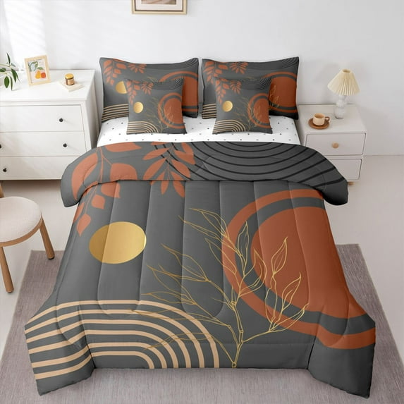 Castle Fairy Tree Leaves Twin Bedding Sets for Boys Girls,Stripes Bedding Comforter Set