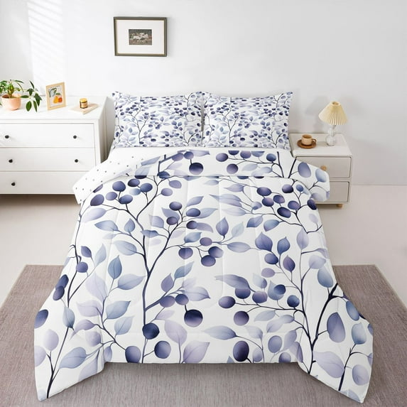 Castle Fairy Tree Leaves Twin Comforter Sets for Female Men,Botanical Plants Bedding Set