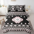 thumbnail image 1 of Castle Fairy Tribal Aztec Bedding Comforter Set,Black Pink Queen Bedding Sets, 1 of 8