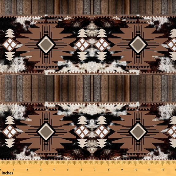 Castle Fairy Tribal Aztec Fabric by the Yard 2 Yard,Cow Print Sewing Fabric,Lodge Cabin Home Decor Fabric by the Yard,Ultra Soft Bohemian Theme Home Decor