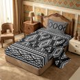 thumbnail image 1 of Castle Fairy Tribal Rhombus Band Twin Sheets 3pcs,Bohemian Triangle Motif Bedding,Black White,1 Flat Sheet, 1 Fitted Sheet and 1 Pillowcase, 1 of 7