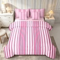 thumbnail image 1 of Castle Fairy Tribal Vertical Stripe King Bedding 7pcs,Watercolor Thin Line King Bed in a Bag,Magenta Rose White,Reversible, 1 of 7