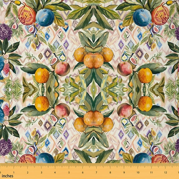 Castle Fairy Tropical Fruit Girl Fabric by the Yard 1 Yard,Bohemian Aztec Home Decor Fabric by the Yard,Botanical Plants Room Decor Fabric by the Yard,Ultra Soft Home Decor
