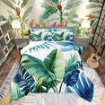 thumbnail image 1 of Castle Fairy Tropical Leaves 3 Pieces Queen Comforter Set,Green Blue Ultra Soft Bedding Sets,Botanical Plants Bedding Comforter Set,Ultra Soft Gradient Home Decor,Reversible, 1 of 8