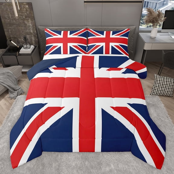 Castle Fairy UK Flag Twin Comforter Sets,Minimalist Vintage Stripes Bedding Set