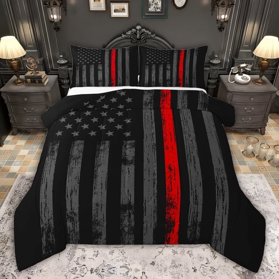 Castle Fairy USA Flag Queen Comforter Set,Graffiti Splash Bedding Comforter Set